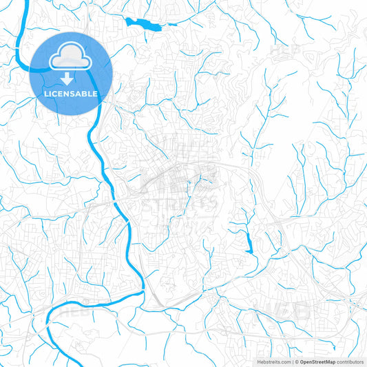 Asheville, North Carolina, United States, PDF vector map with water in focus