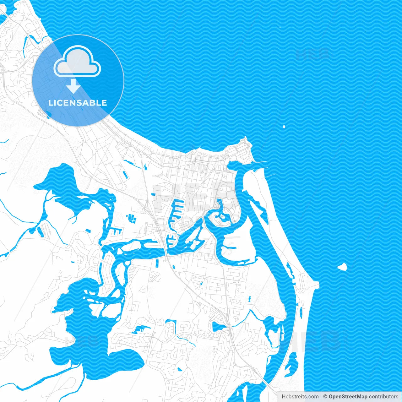 Gold Coast–Tweed Heads, Australia PDF vector map with water in focus