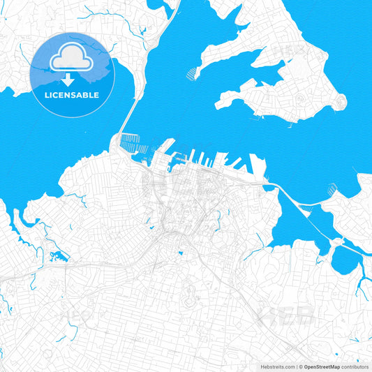 Auckland, New Zealand PDF vector map with water in focus