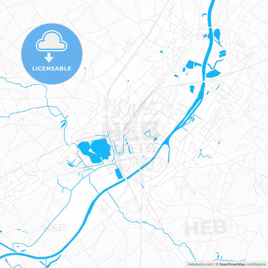 Oudenaarde, Belgium PDF vector map with water in focus