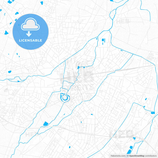 Delmenhorst, Germany PDF vector map with water in focus