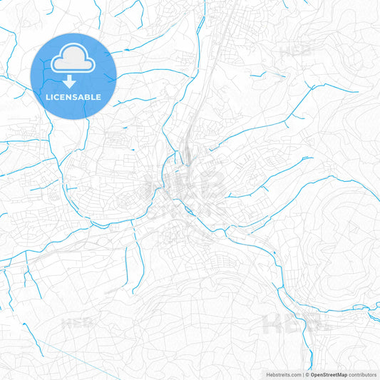 Aalen, Germany PDF vector map with water in focus