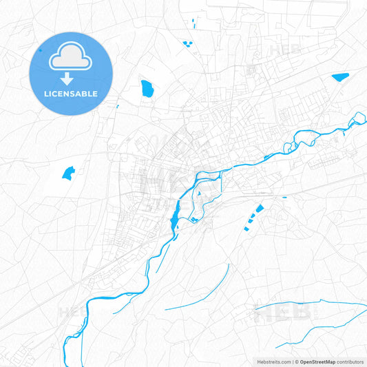 Furstenfeldbruck, Germany PDF vector map with water in focus