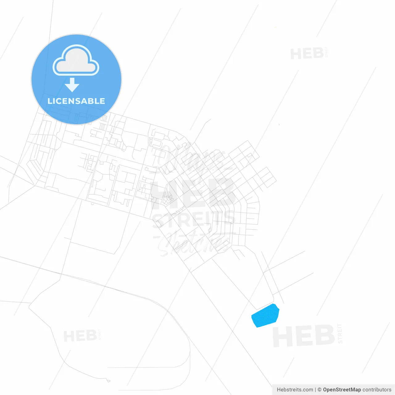 Satpayev, Kazakhstan PDF vector map with water in focus