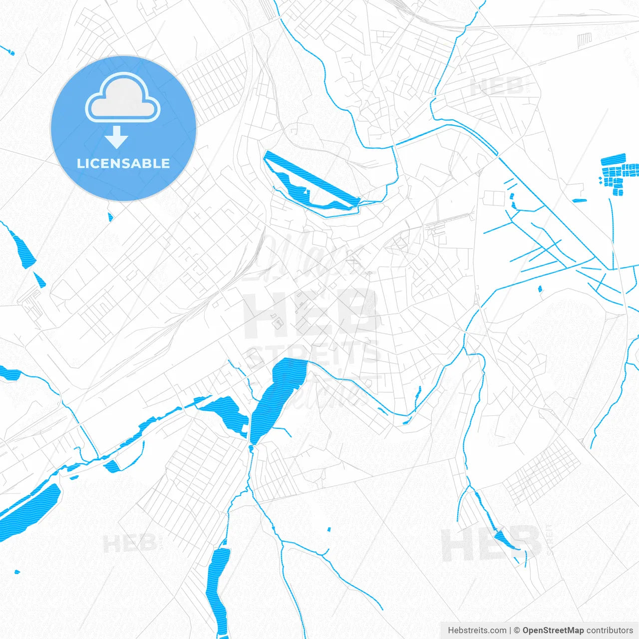 Bălți, Moldova PDF vector map with water in focus