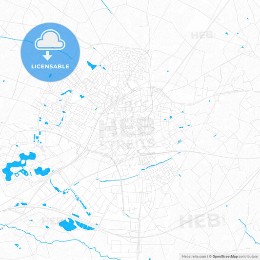 Oldenzaal, Netherlands PDF vector map with water in focus