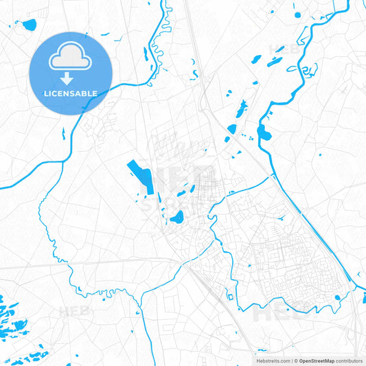 Boxtel, Netherlands PDF vector map with water in focus