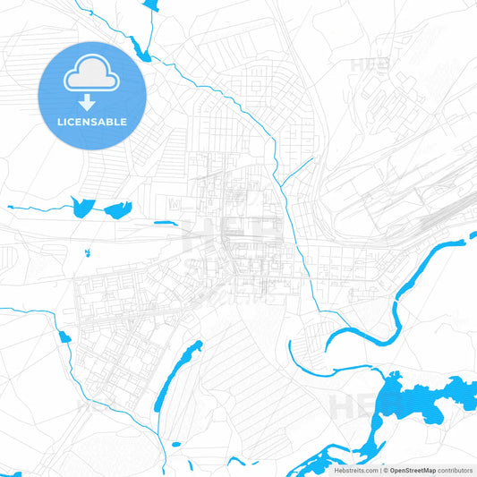 Novotroitsk, Russia PDF vector map with water in focus