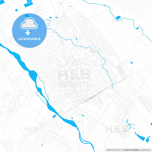 Belorechensk, Russia PDF vector map with water in focus