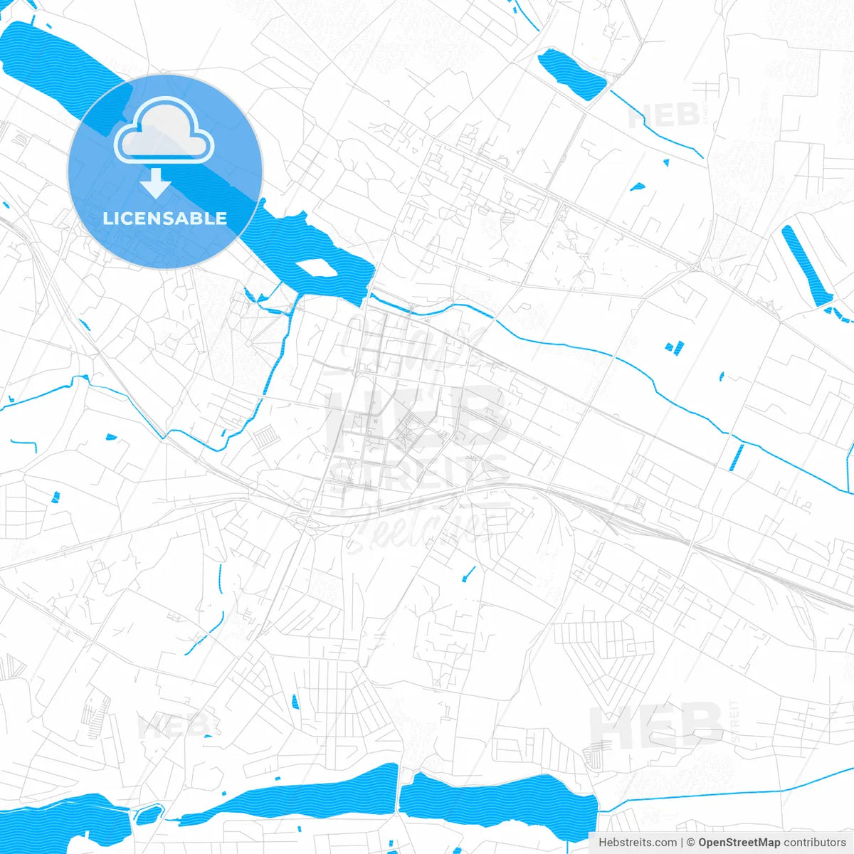 Khmelnytskyi, Ukraine PDF vector map with water in focus