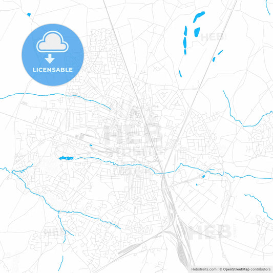 Crewe, England PDF vector map with water in focus