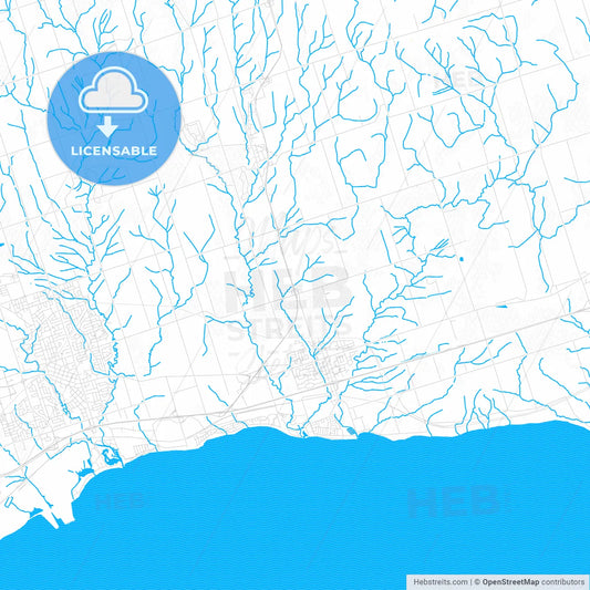 Clarington, Canada PDF vector map with water in focus