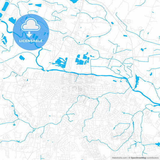 Greenville, North Carolina, United States, PDF vector map with water in focus