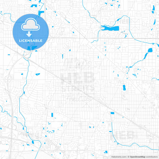 Arlington Heights, Illinois, United States, PDF vector map with water in focus