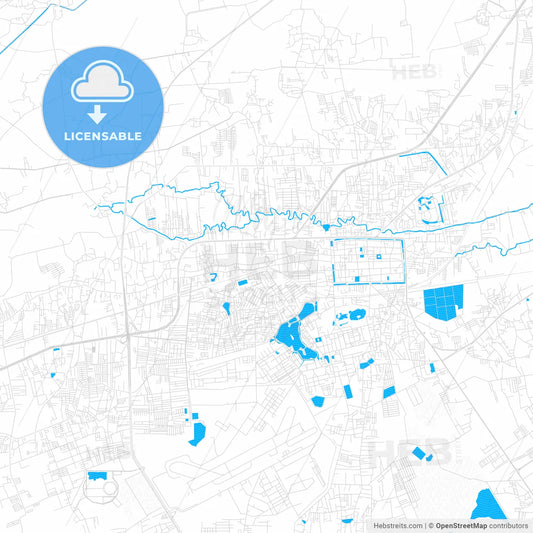 Nakhon Ratchasima, Thailand PDF vector map with water in focus