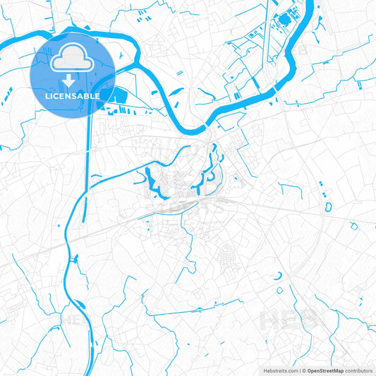 Dendermonde, Belgium PDF vector map with water in focus