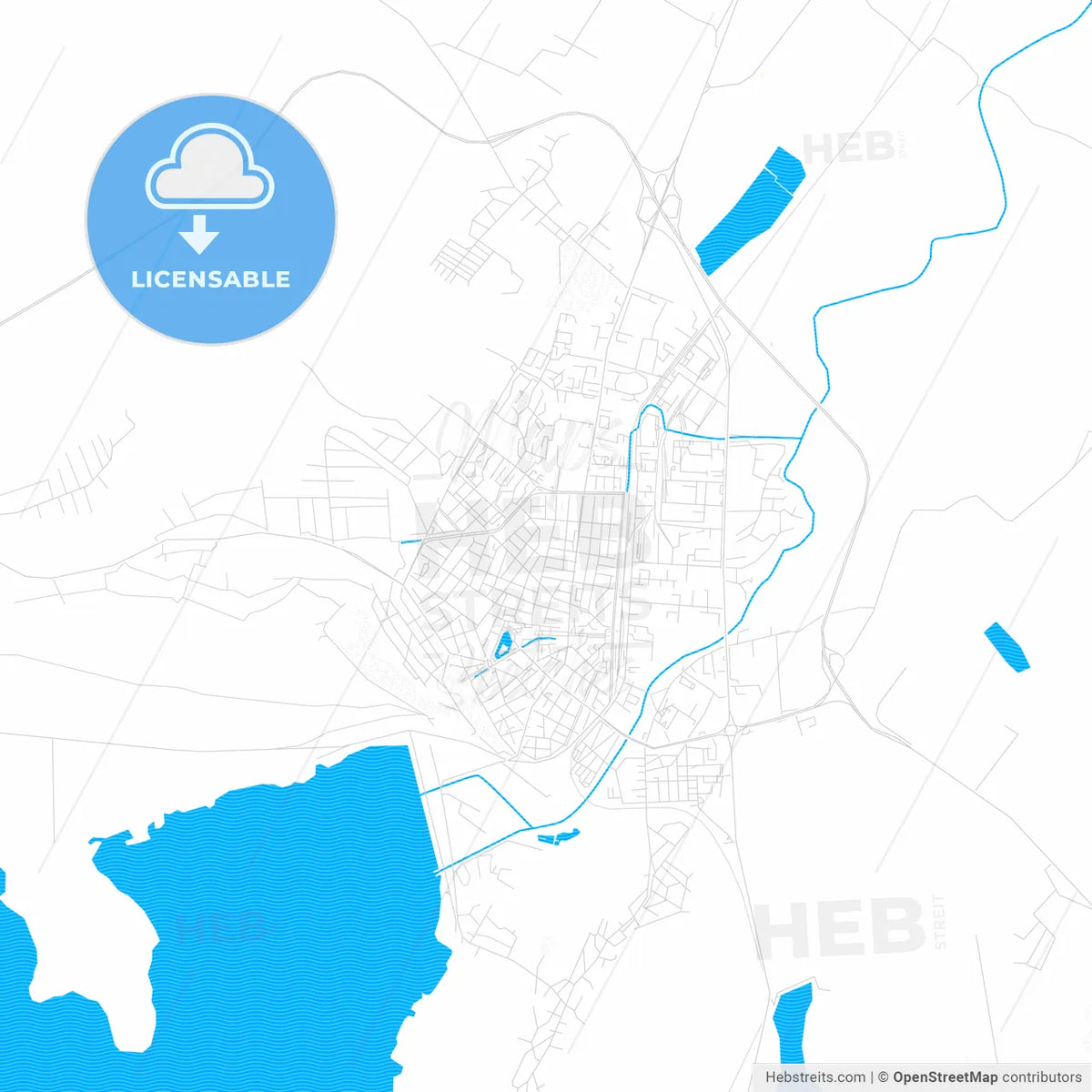 Montana, Bulgaria PDF vector map with water in focus