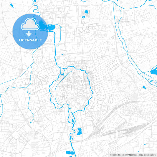 Braunschweig, Germany PDF vector map with water in focus
