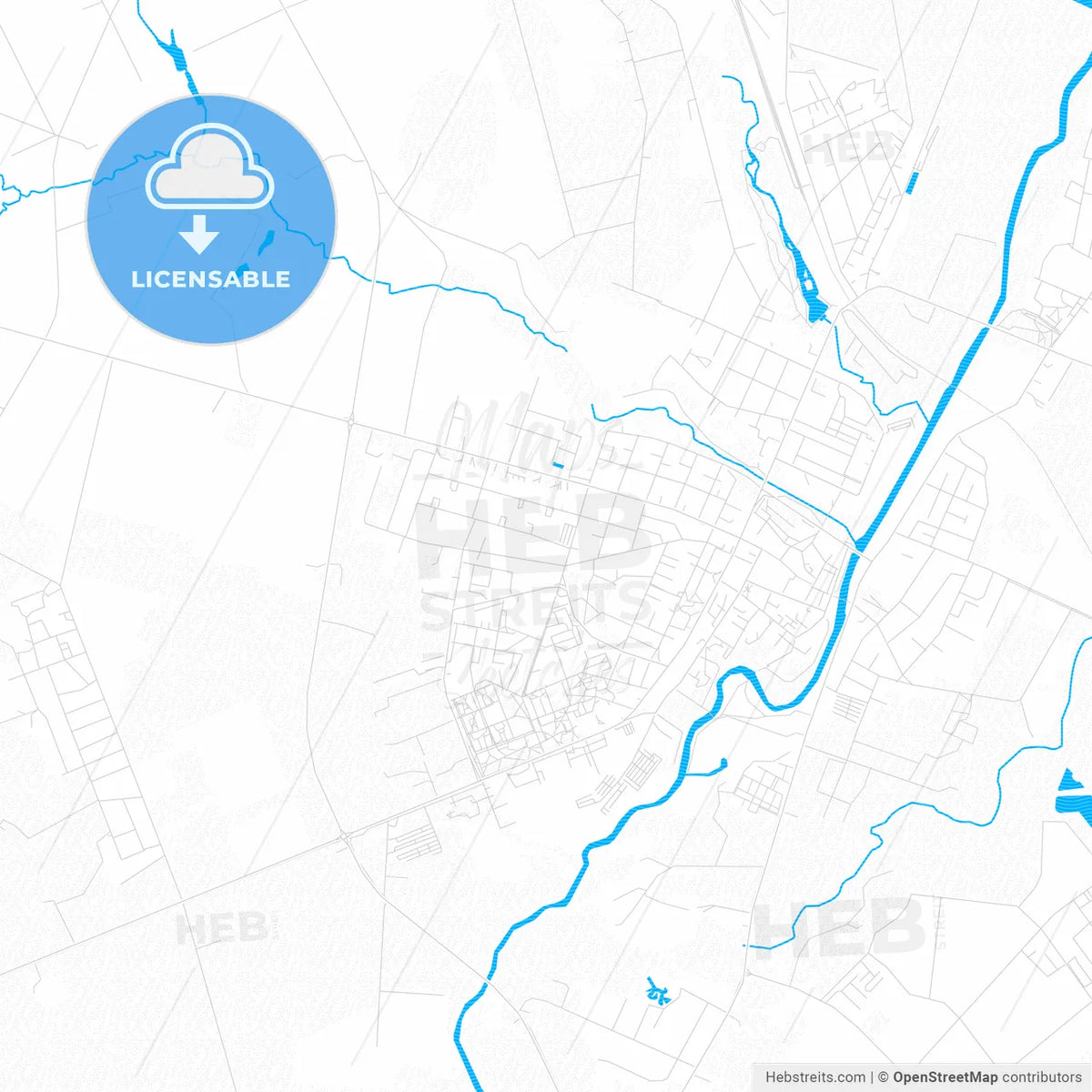 Kėdainiai, Lithuania PDF vector map with water in focus