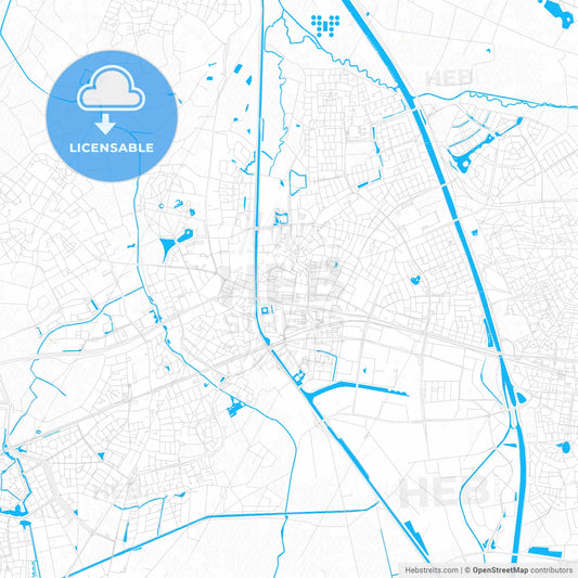 Helmond, Netherlands PDF vector map with water in focus