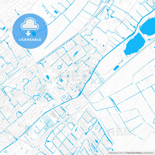 Leidschendam-Voorburg, Netherlands PDF vector map with water in focus