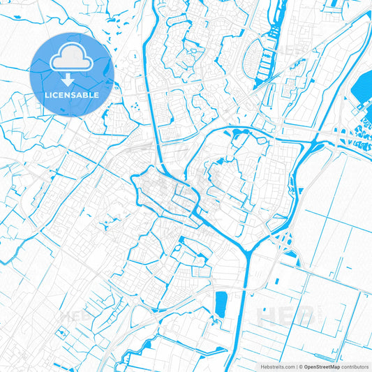 Alkmaar, Netherlands PDF vector map with water in focus