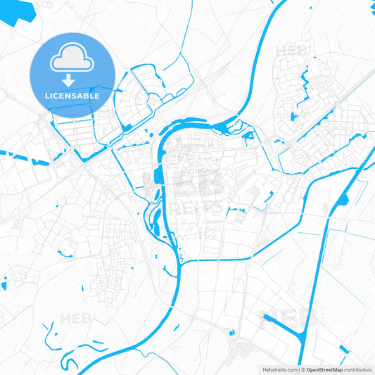 Hardenberg, Netherlands PDF vector map with water in focus