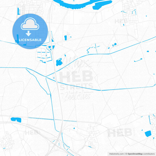 Overbetuwe, Netherlands PDF vector map with water in focus
