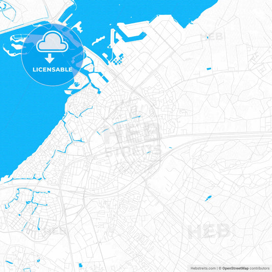 Harderwijk, Netherlands PDF vector map with water in focus