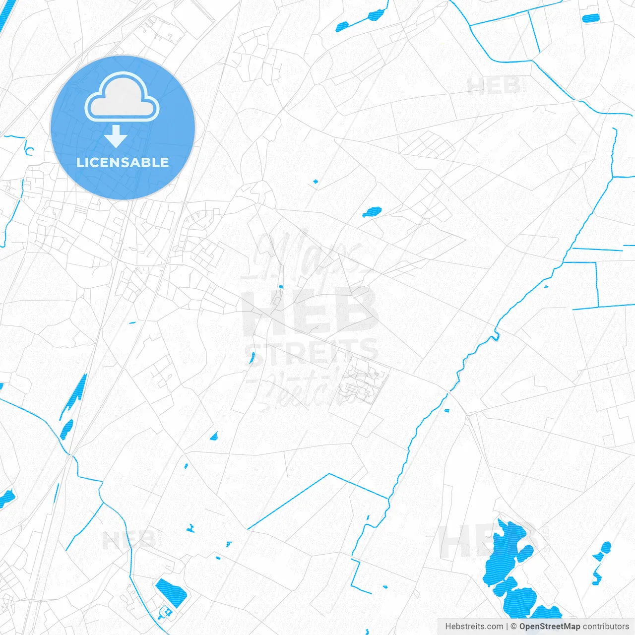 Echt-Susteren, Netherlands PDF vector map with water in focus