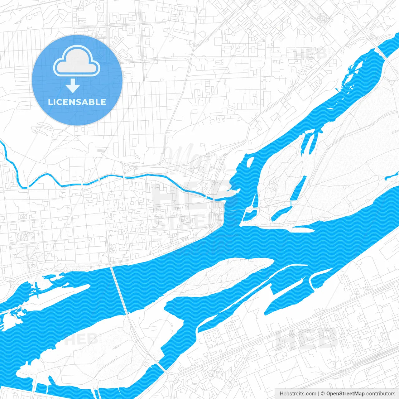Krasnoyarsk, Russia PDF vector map with water in focus