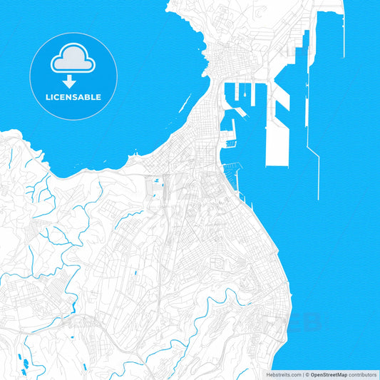 Las Palmas de Gran Canaria, Spain PDF vector map with water in focus