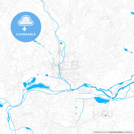 Northampton, England PDF vector map with water in focus