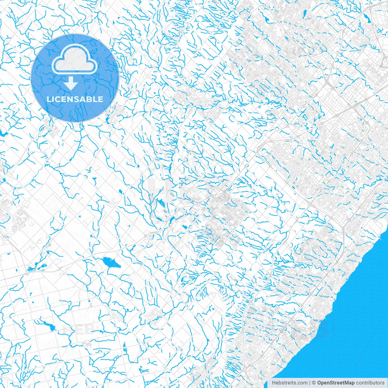 Halton Hills, Canada PDF vector map with water in focus