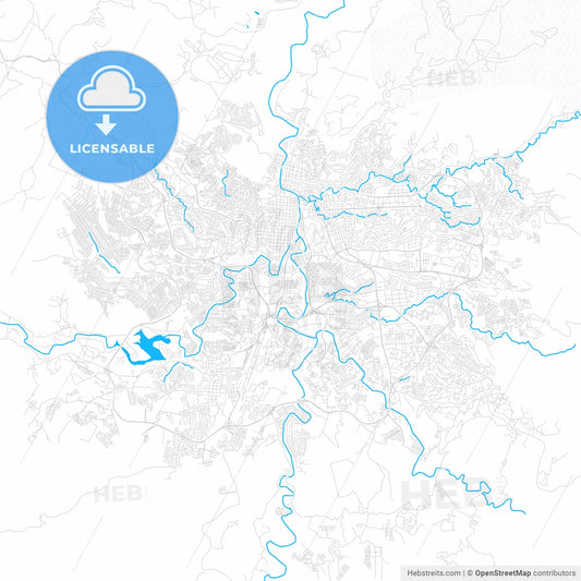 Tegucigalpa, Honduras PDF vector map with water in focus