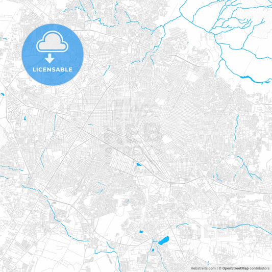 Guadalajara, Mexico PDF vector map with water in focus