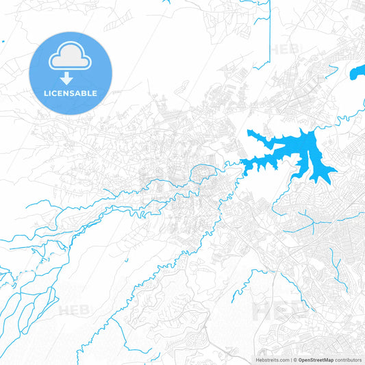 Ciudad Nicolás Romero, Mexico PDF vector map with water in focus