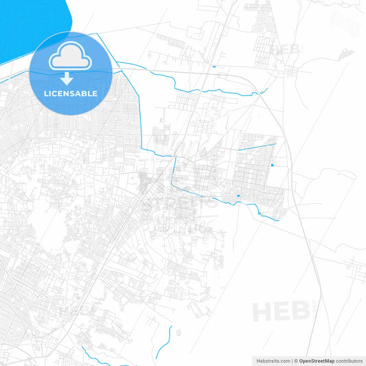 Chicoloapan de Juárez, Mexico PDF vector map with water in focus