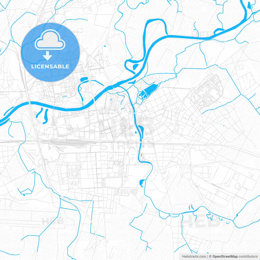 Pardubice, Czechia PDF vector map with water in focus