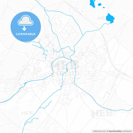 Mullingar, Ireland PDF vector map with water in focus