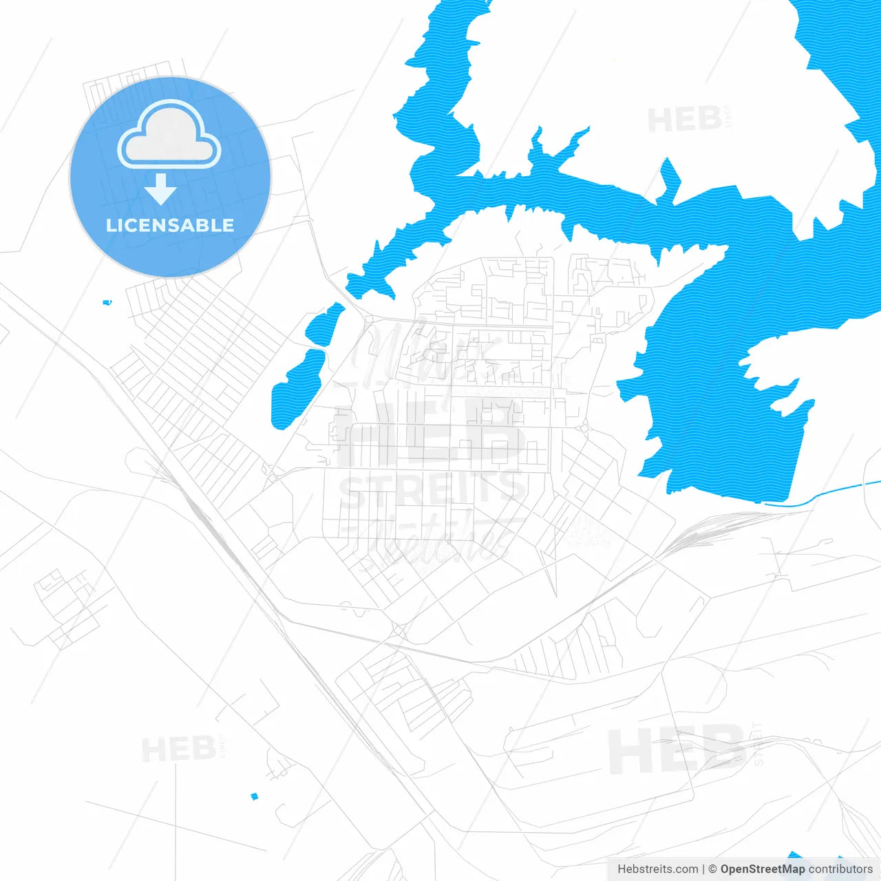 Zhezkazgan, Kazakhstan PDF vector map with water in focus