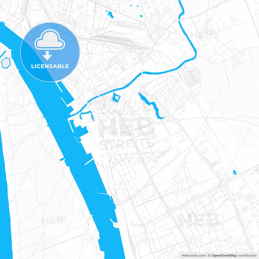 Klaipėda, Lithuania PDF vector map with water in focus
