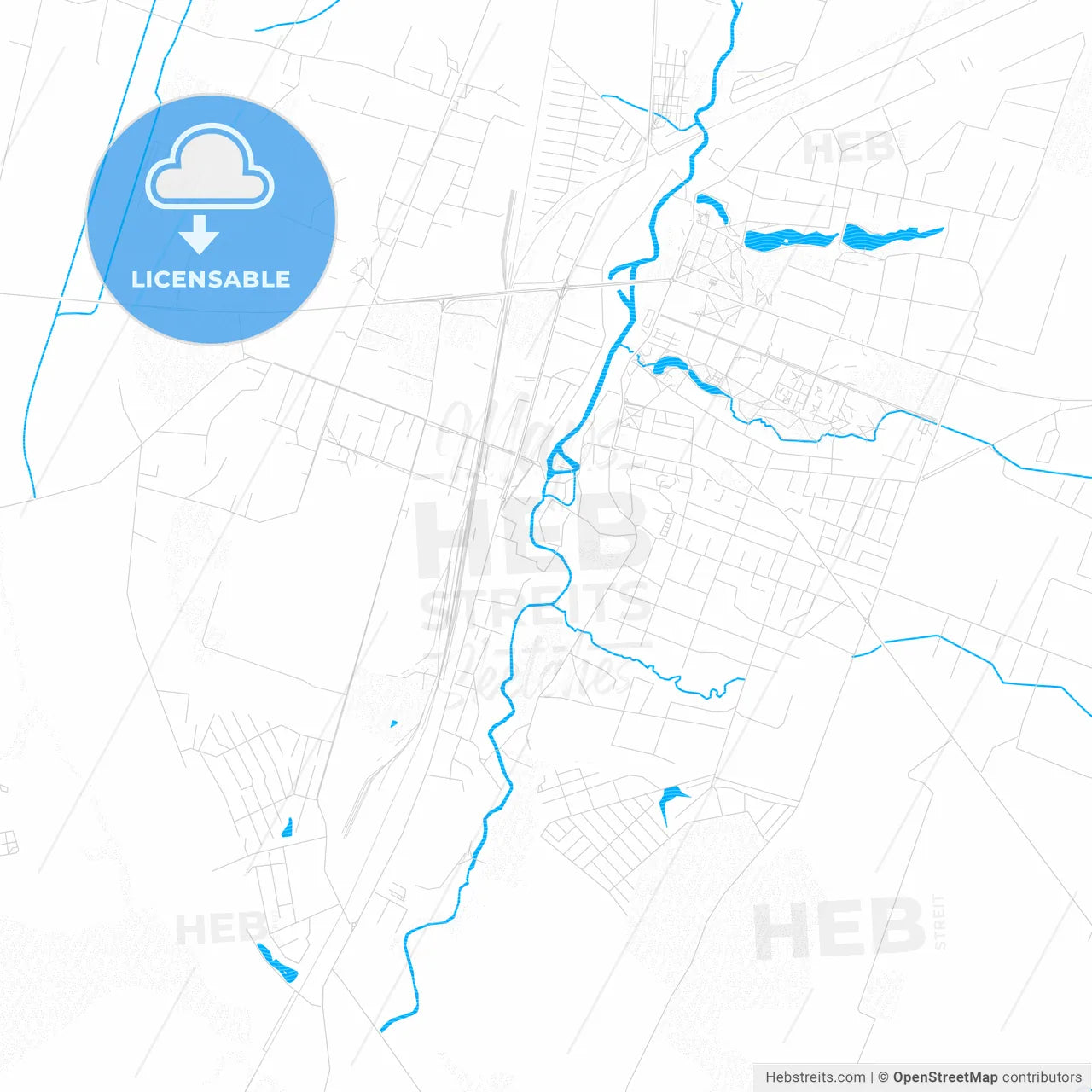 Kretinga, Lithuania PDF vector map with water in focus