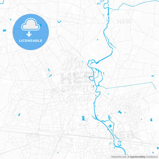 Hellendoorn, Netherlands PDF vector map with water in focus