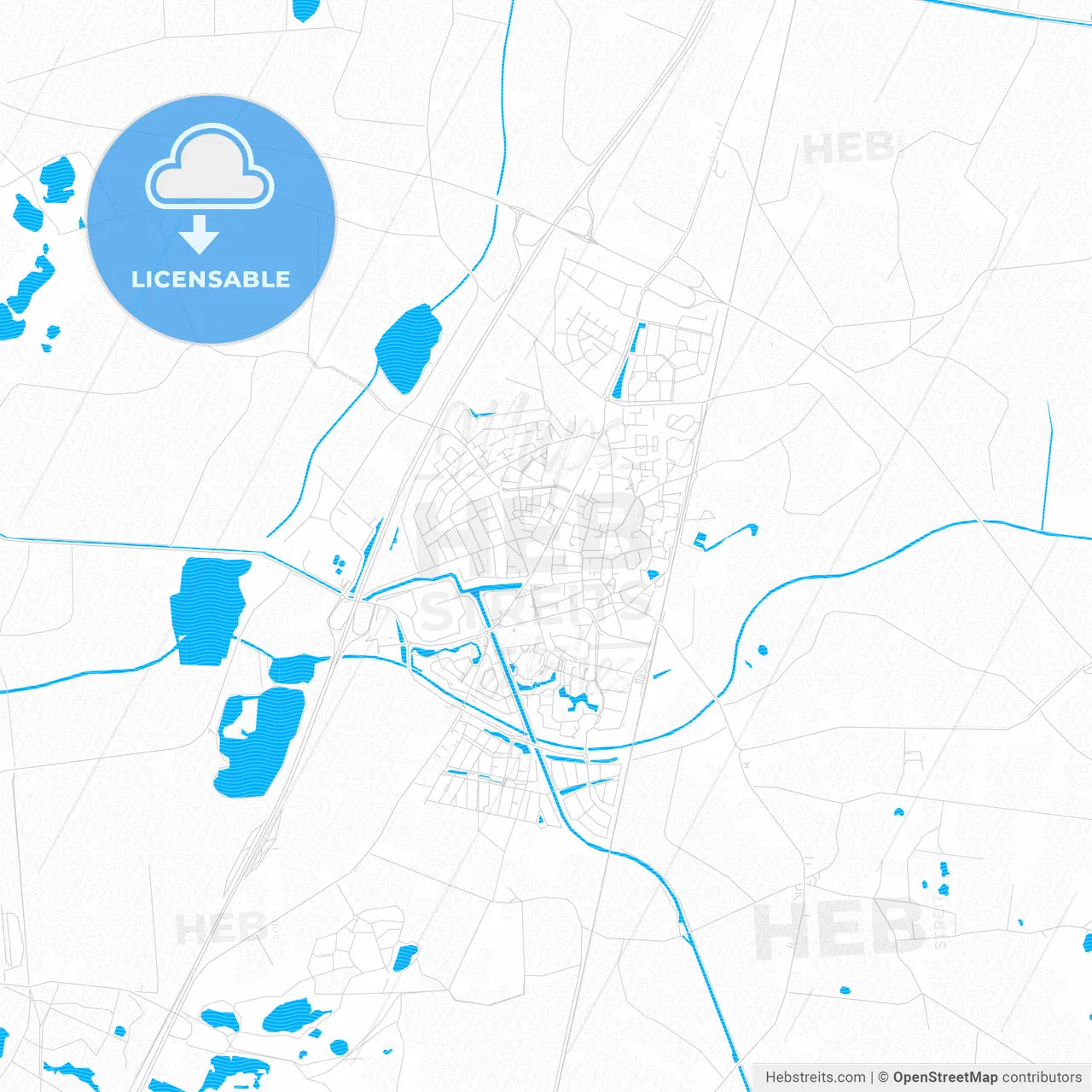 Midden-Drenthe, Netherlands PDF vector map with water in focus