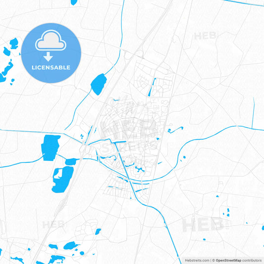 Midden-Drenthe, Netherlands PDF vector map with water in focus