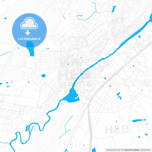 Orekhovo-Zuyevo, Russia PDF vector map with water in focus