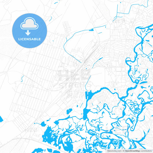 Novomoskovsk, Ukraine PDF vector map with water in focus