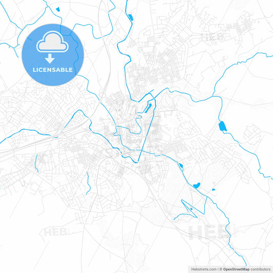 Burnley, England PDF vector map with water in focus
