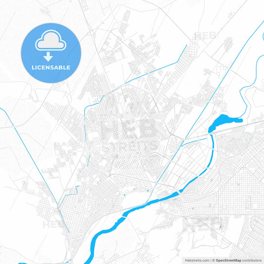 Gómez Palacio, Mexico PDF vector map with water in focus